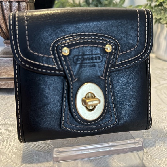 Coach Handbags - Coach‎ Y2K Legacy Turnlock Wallet Black Leather & Brass